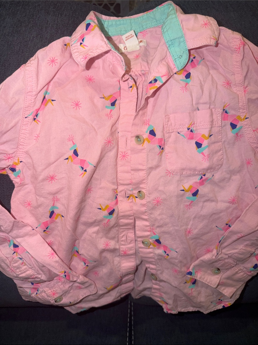 Cat & Jack Unicorn L/S Button-up